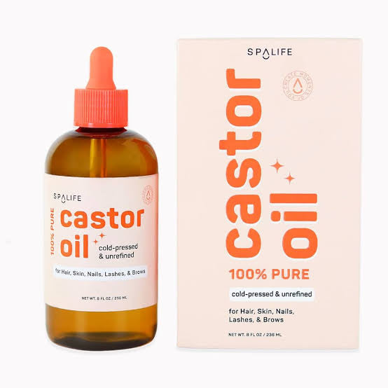 Spalife castor oil aceite de recino 100% puro para cabello, piel, uñas, pestañas y cejas, 8 onzas líquidas