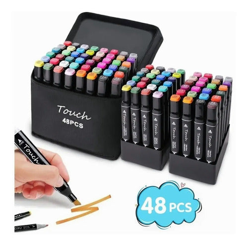 Estuche con 30 marcadores plumones touch con doble punta de colores / 30pcs  / 11370 / lu8988 / 818-36