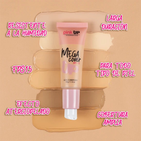 Base pink up mega cover Alta cobertura