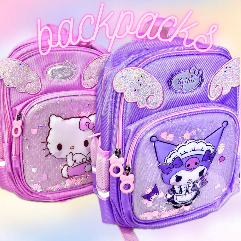 Mochila escolar con brillitos Sanrio